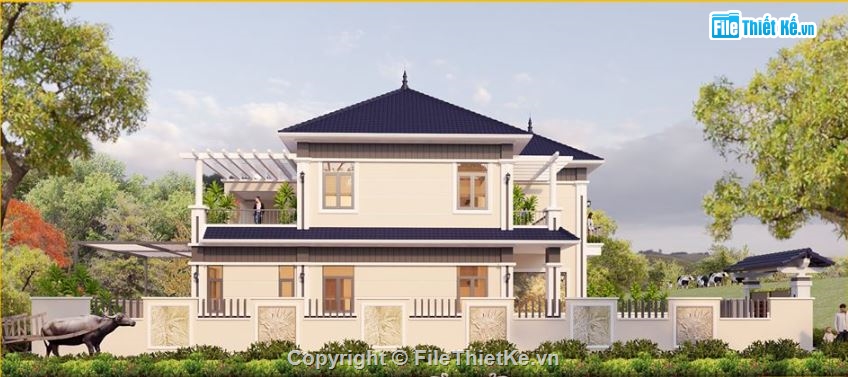 sketchup biệt thự 3 tầng,model 3d biệt thự 3 tầng,biệt thự 3 tầng
